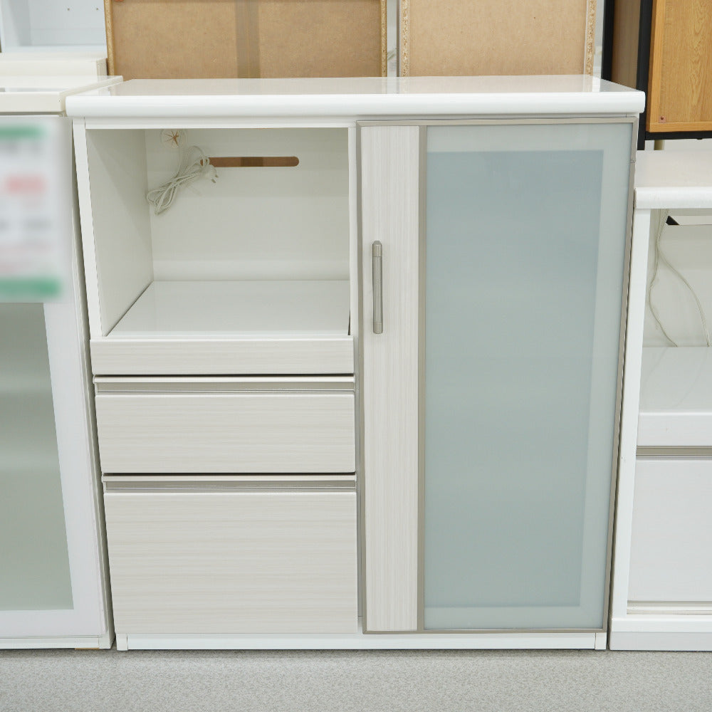 NITORI (ニトリ) 家具 キッチンカウンター レンジボード 食器棚 ガラス