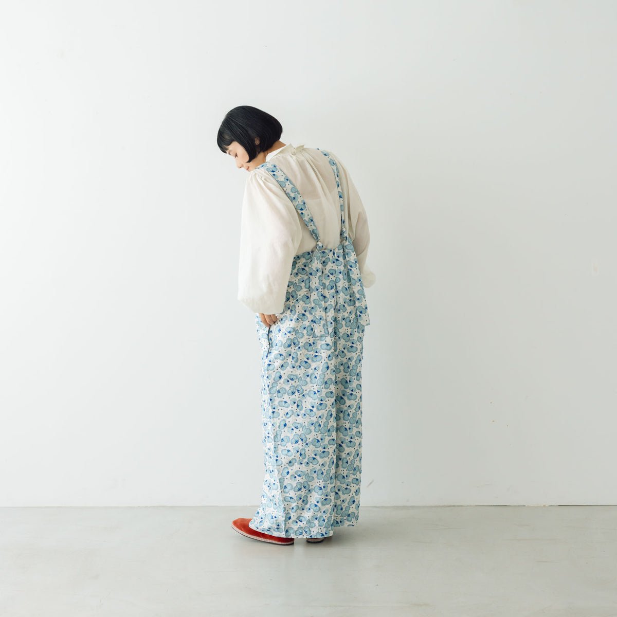 8/1迄◻️BUNON【ブノン】エンブロイダリーオーバーオール ブルー 8/1