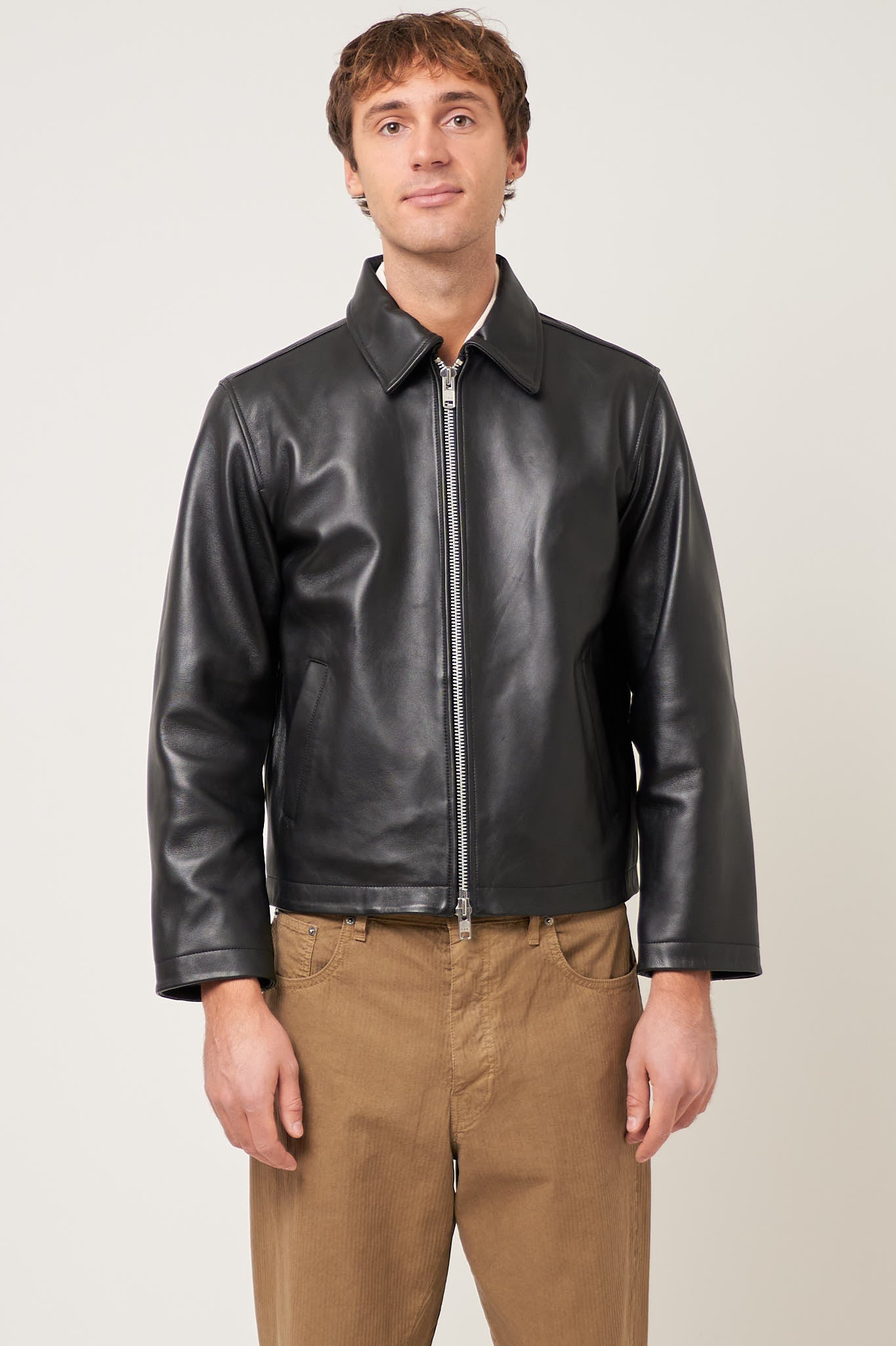 Sunflower - Short Leather Jacket Black Shine – STRØM