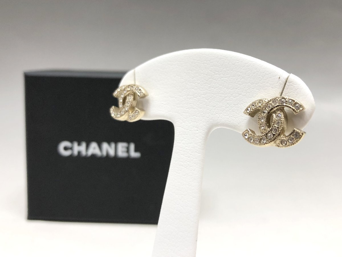 CHANEL シャネル ココマーク ラインストーン ピアス ゴールド ｜福井市