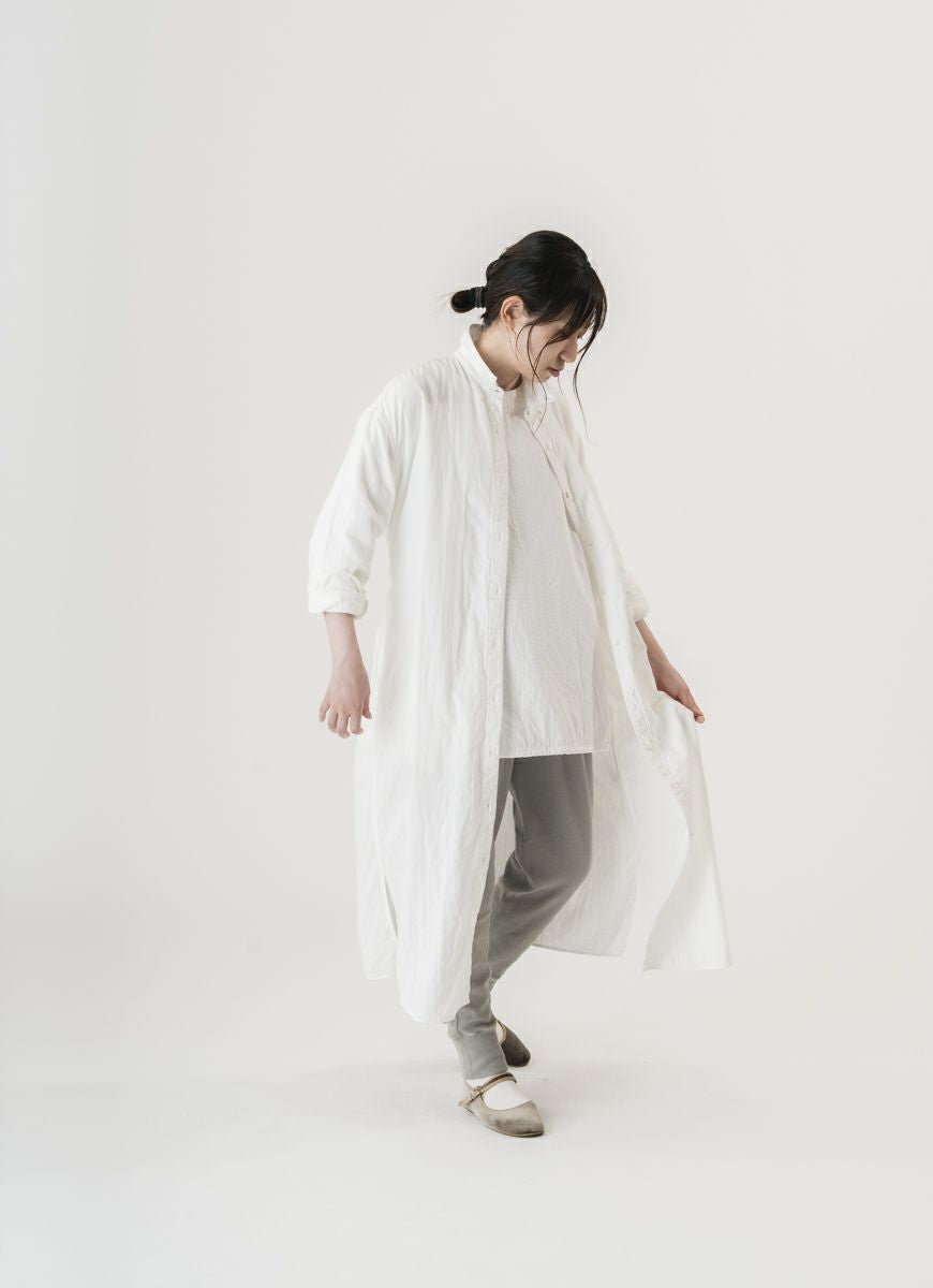 在庫限り】ボタンダウンシャツワンピース（オーガニックダブルフェイス