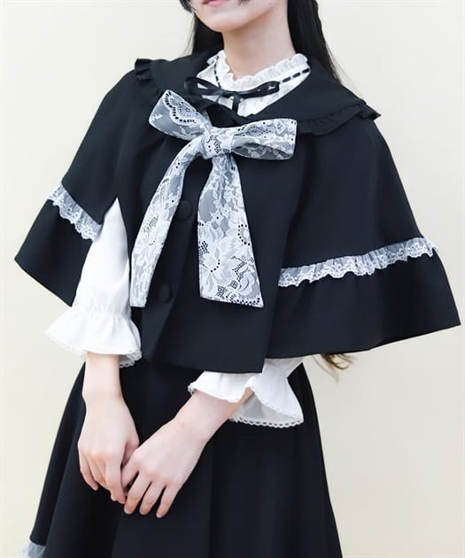レース重ねリボンタイ付ケープ | axes femme online shop