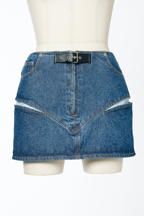 CUT-OUT DENIM MINI SKIRT – FETICO Official Online Shop