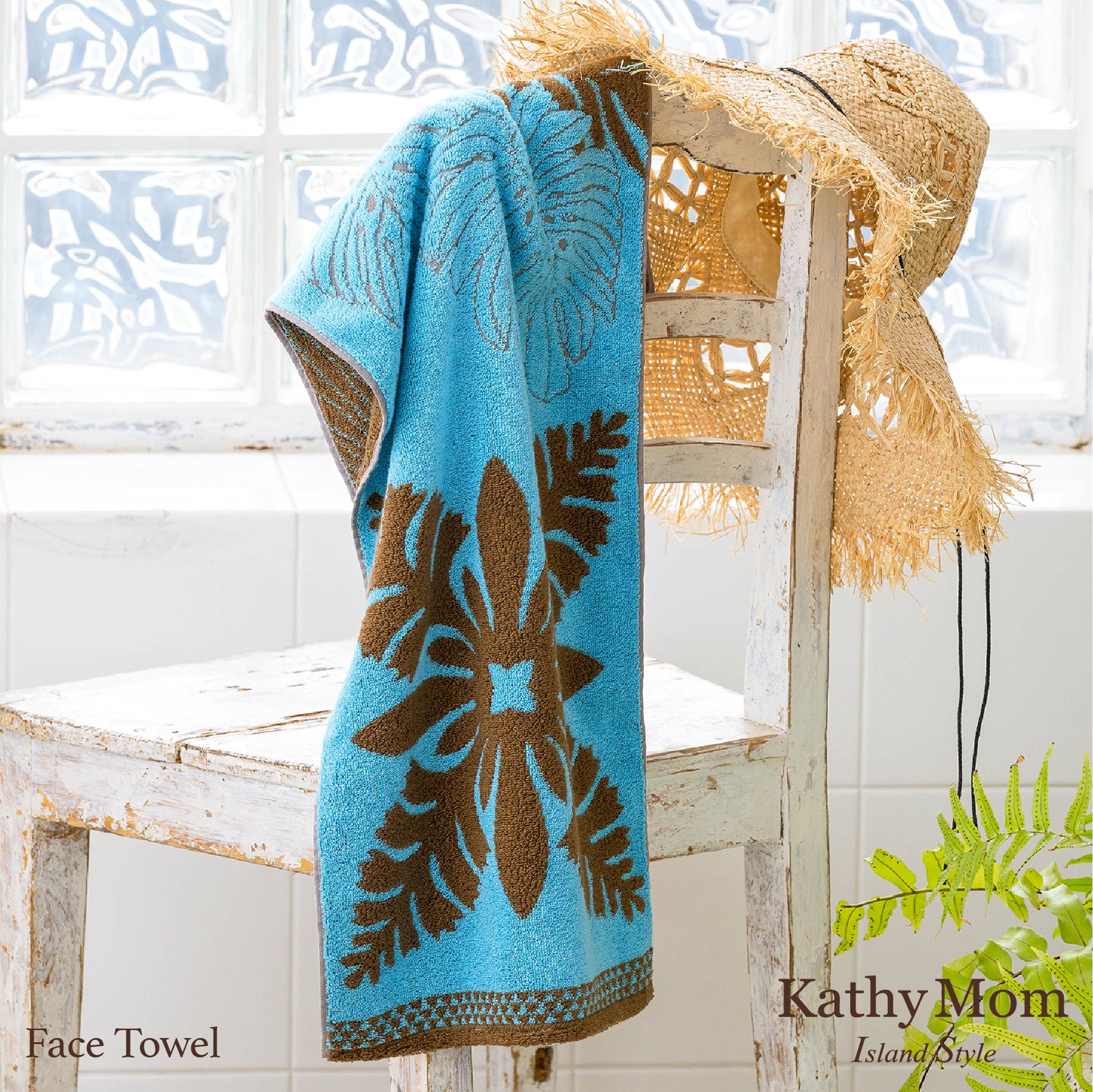 フェイスタオル ハワイアンキルト柄 メレオハナシリーズ #861c