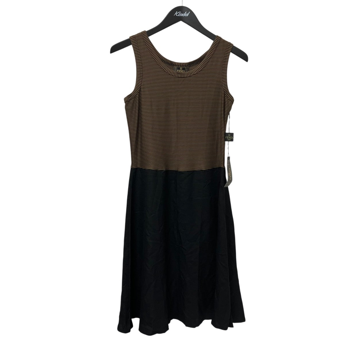 FENDI(フェンディ) ノースリーブワンピース ブラウン×ブラック サイズ