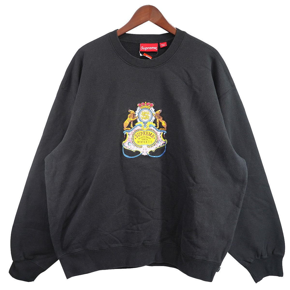 Supreme(シュプリーム) 23SS Crest Crewneck クレスト ロゴ 刺繍クルー