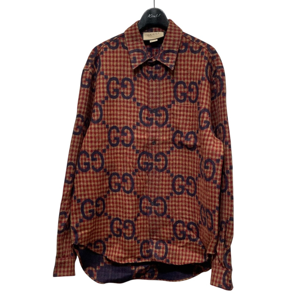 GUCCI(グッチ) マキシGGギンガムウールシャツ756842 756842 レッド