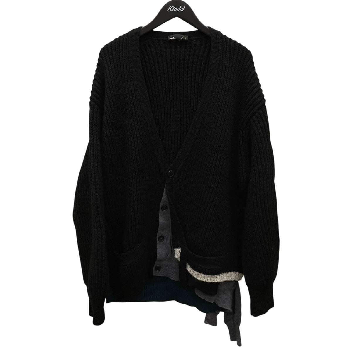 KOLOR(カラー) 22AWビッグリブ レイヤード ニットカーディガン22WCM