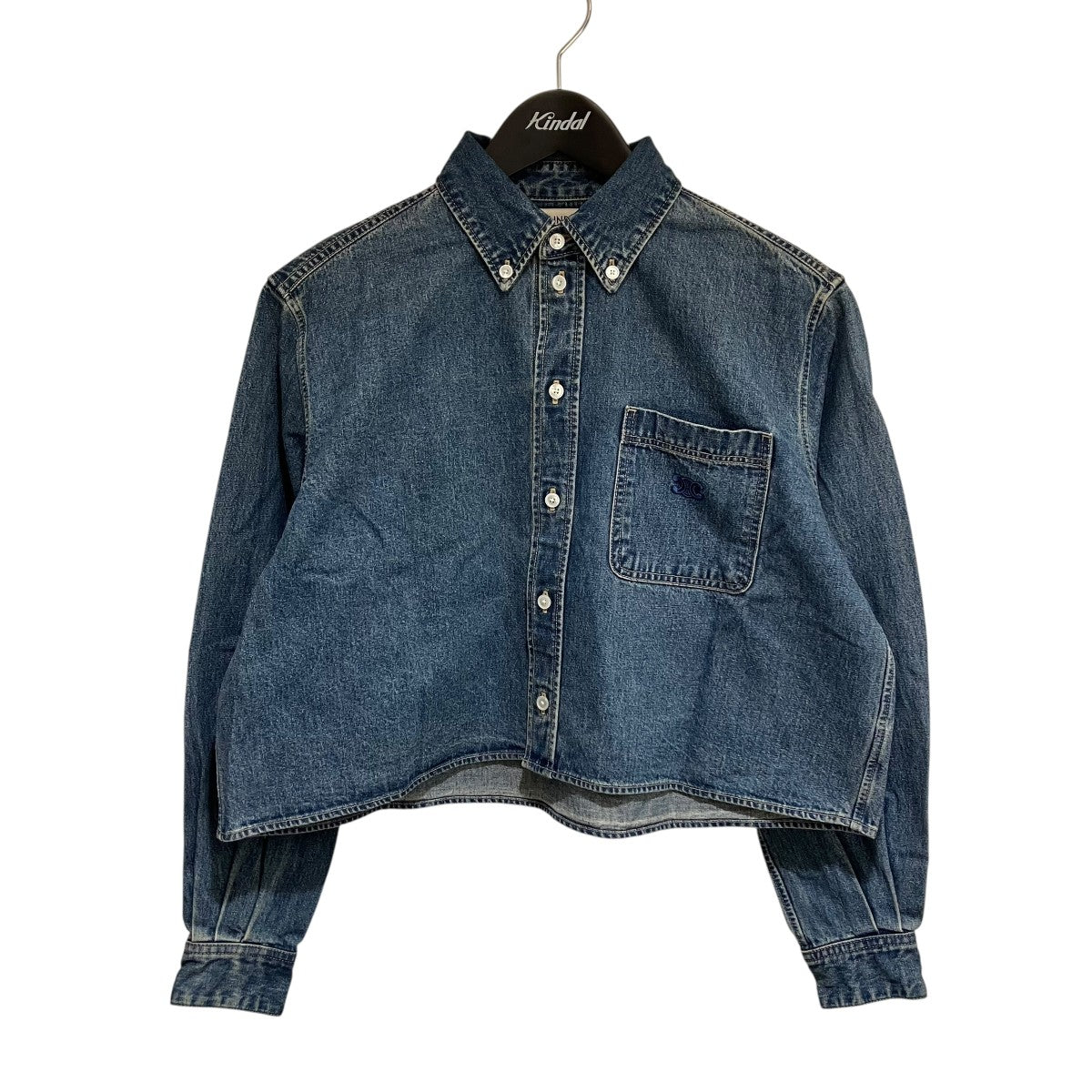 CELINE(セリーヌ) トリオンフ刺繍入り クロップドシャツデニムシャツ