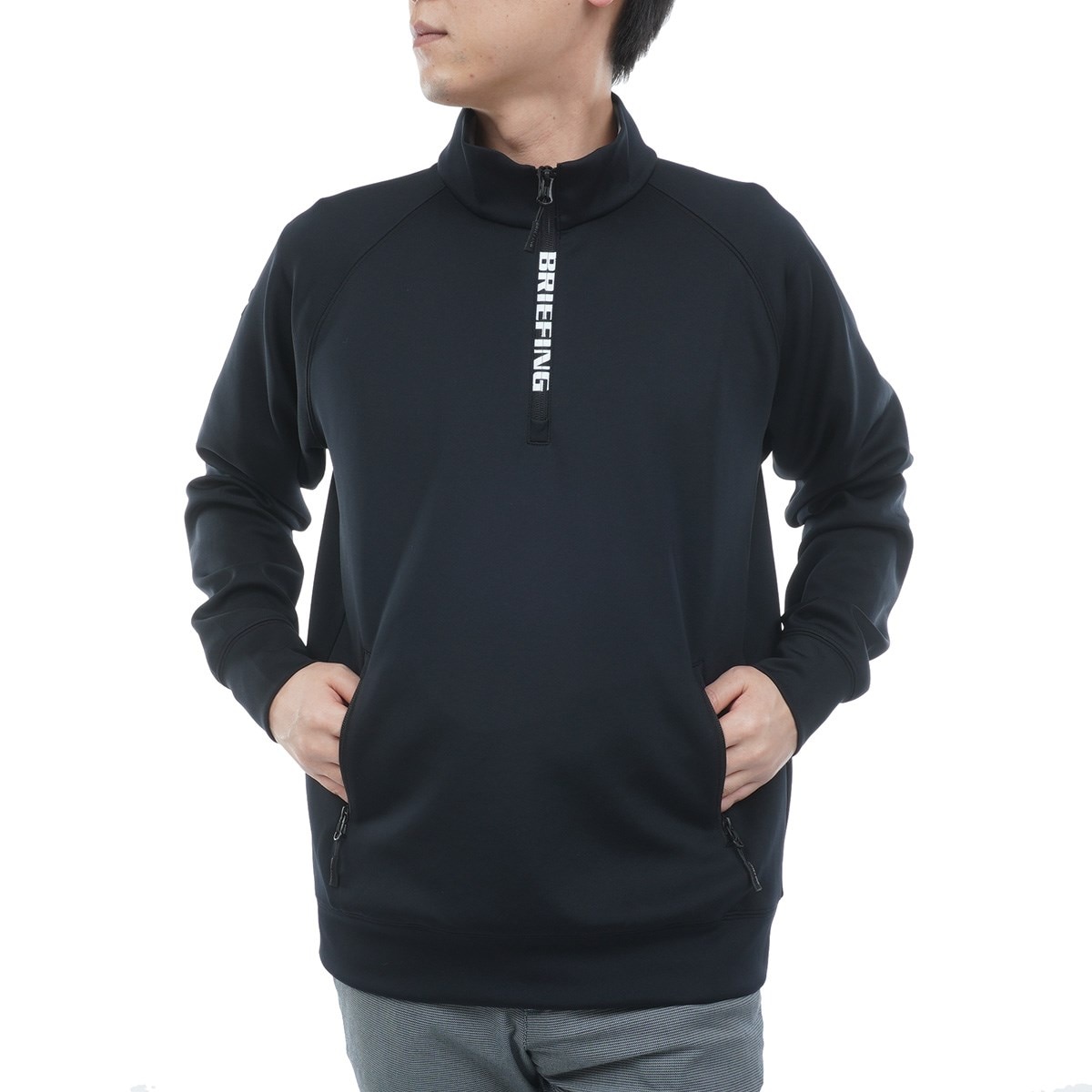 ストレッチ 3Dロゴ ハーフジップミドラー(中間着(セーター、トレーナー