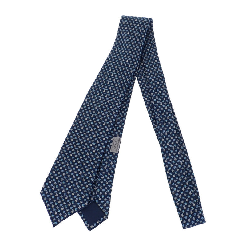 エルメス HERMES シルクツイル タイ ネクタイ シルク ネイビー