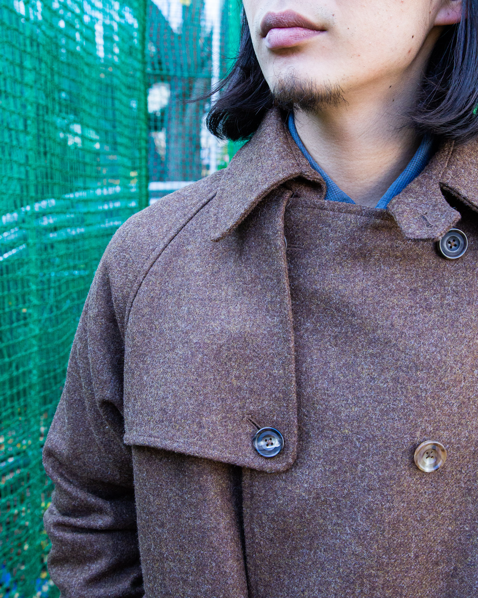 S.E.H KELLY “TRENCH COAT (WEST YORKSHIRE SHETLAND MELTON