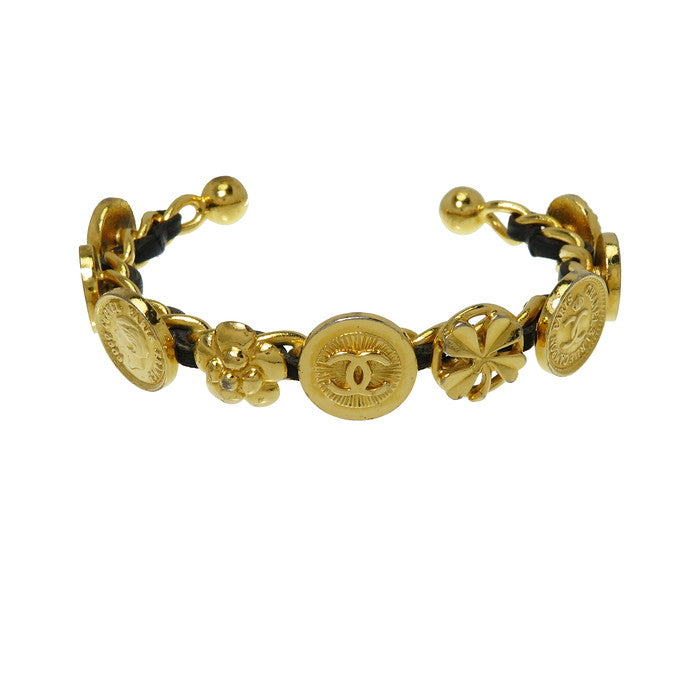 CHANEL/シャネル】 ココマーク コイン ブレスレット メタル/レザー