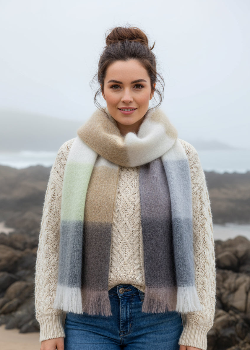 FoxfordWhiteAndMinkMohairScarf