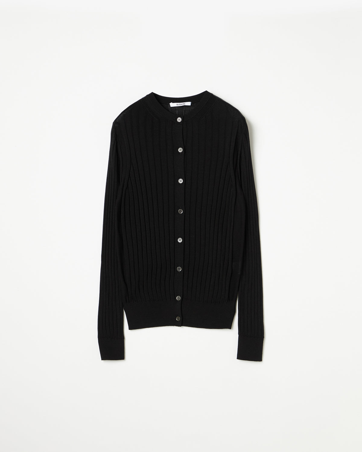 18Gワイドリブ シルク クルーネックカーディガン SL8S-585-S10