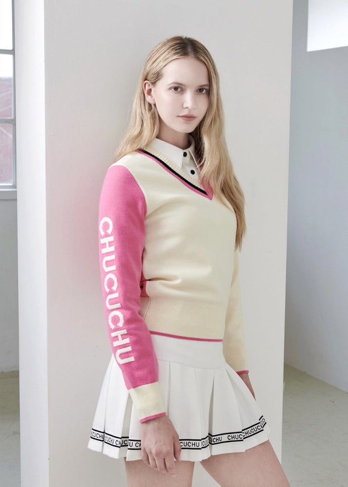 エリーVネック ニットセーター（ホワイト） – SOMUA CLUB