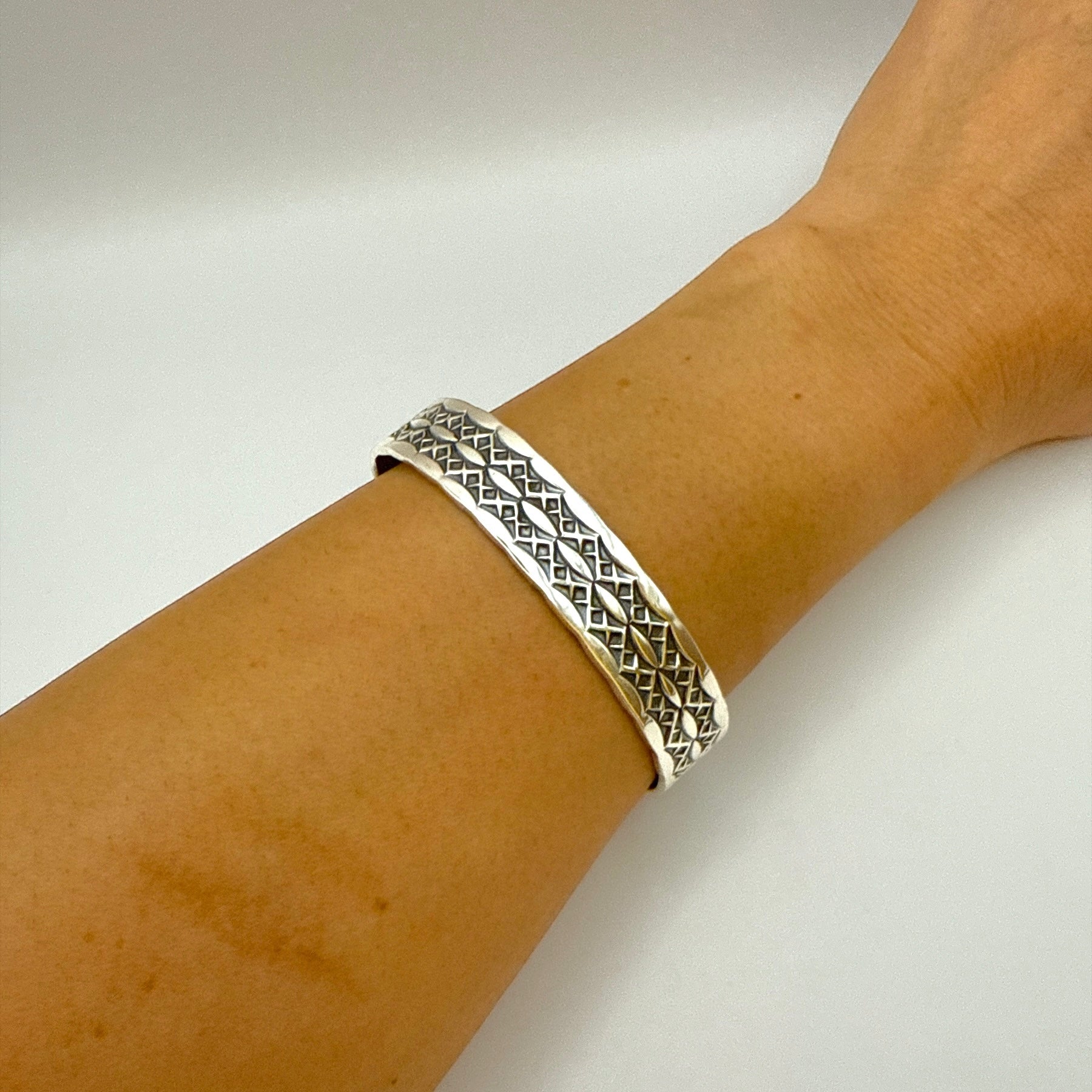 Native American Navajo Stamped Sterling Silver Cuff Bracelet