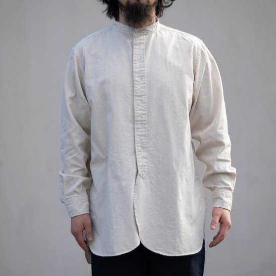 Band Collar Shirt Cotton Linen off white – BONCOURA Official