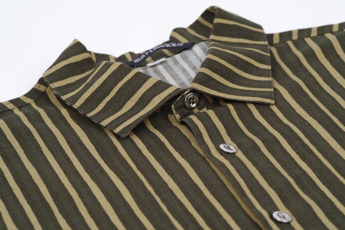 Marimekko Jokapoika Striped Green Shirt, Size 42 (Men's L