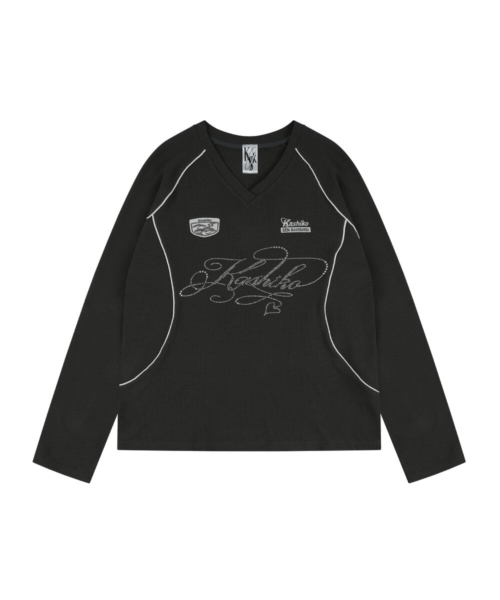 KASHIKO] Waffle Rugby Tee Charcoal – SellerWork