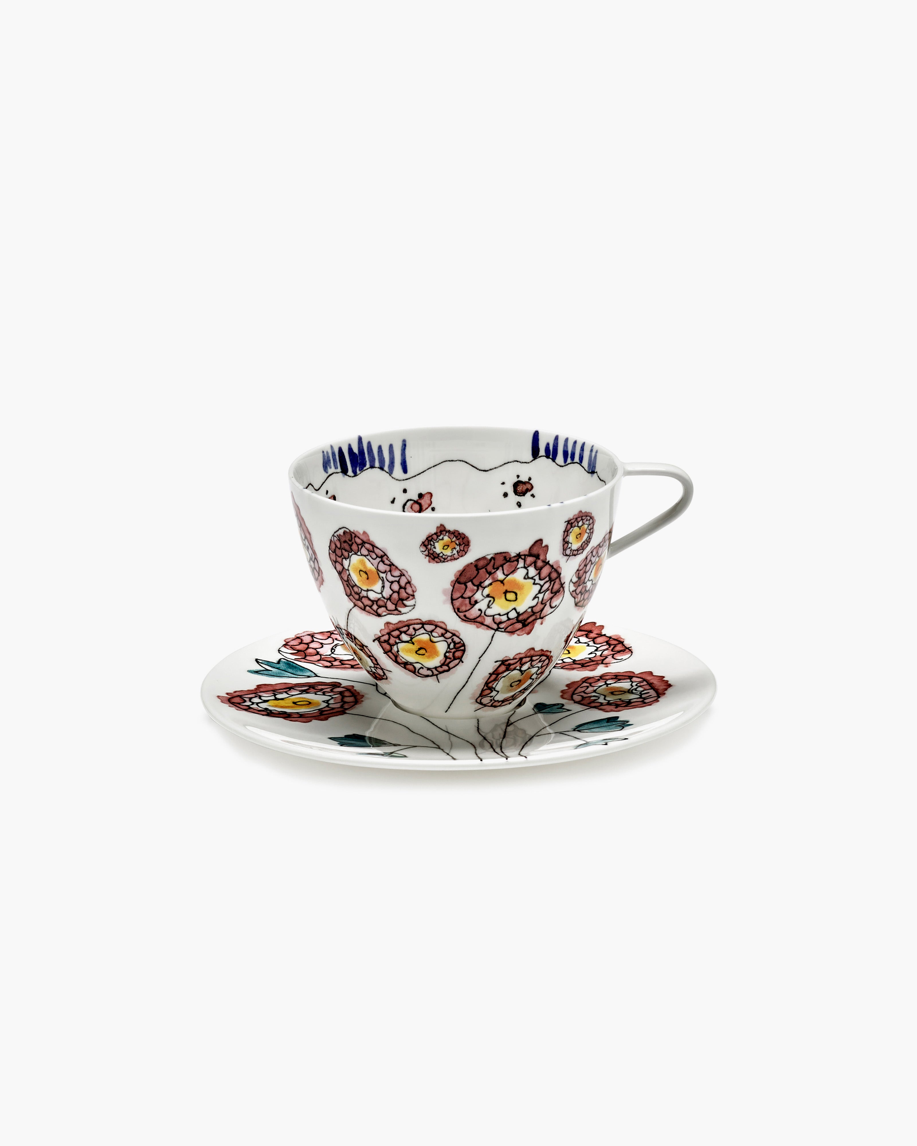 Cappuccino cup with saucer Anemone milk Midnight Flowers – SERAX