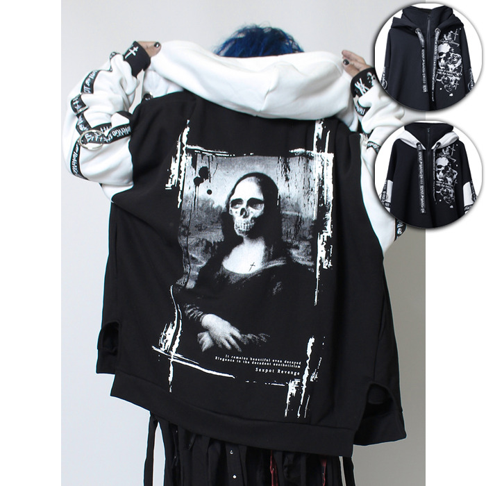 送料無料！】SKULL MARIA SKULL CROSS HIGH NECK HOOD ZIP パーカ