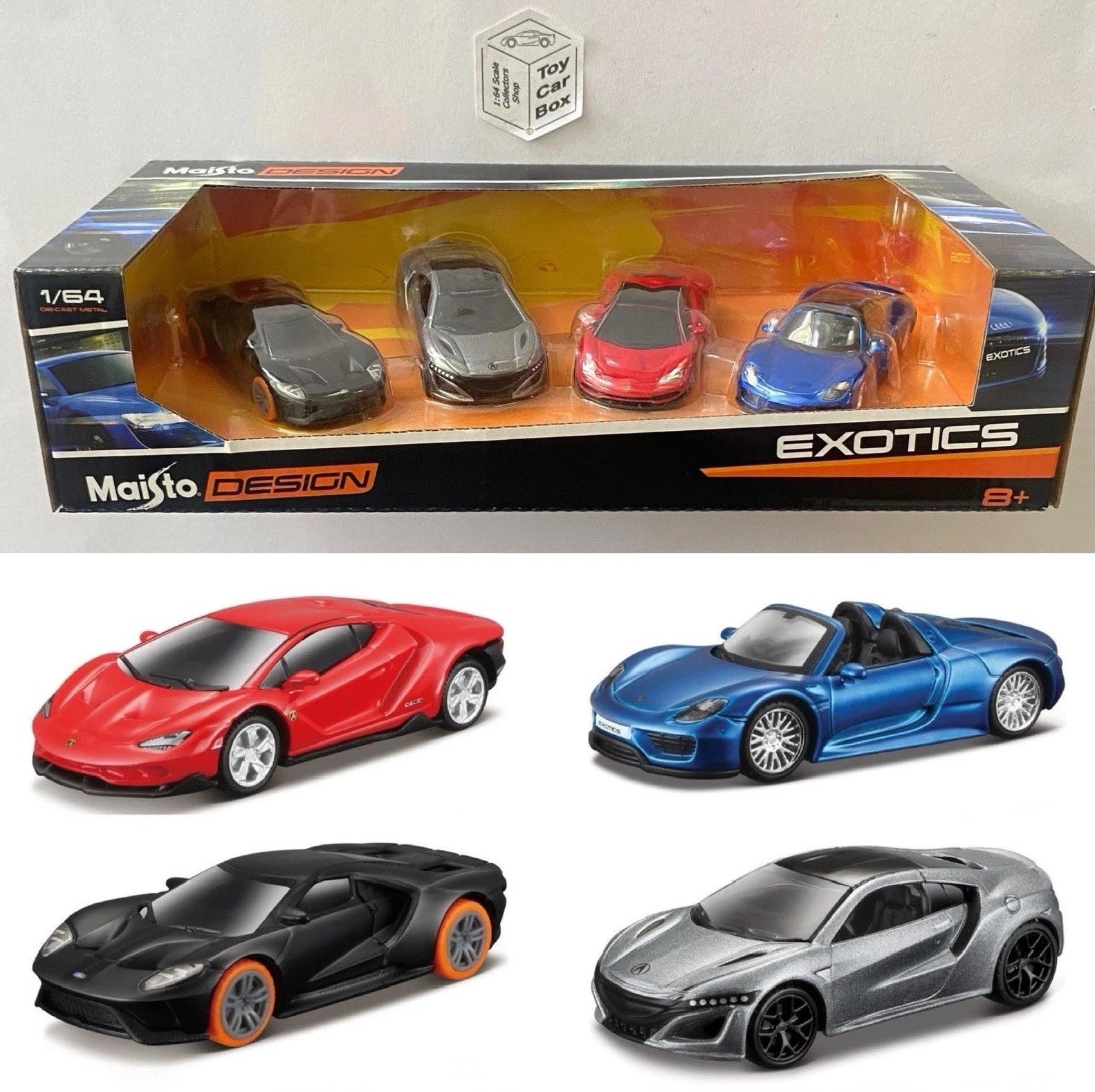 MAISTO 1/64 Exotics Set - Porsche 918, Ford GT, Lamborghini