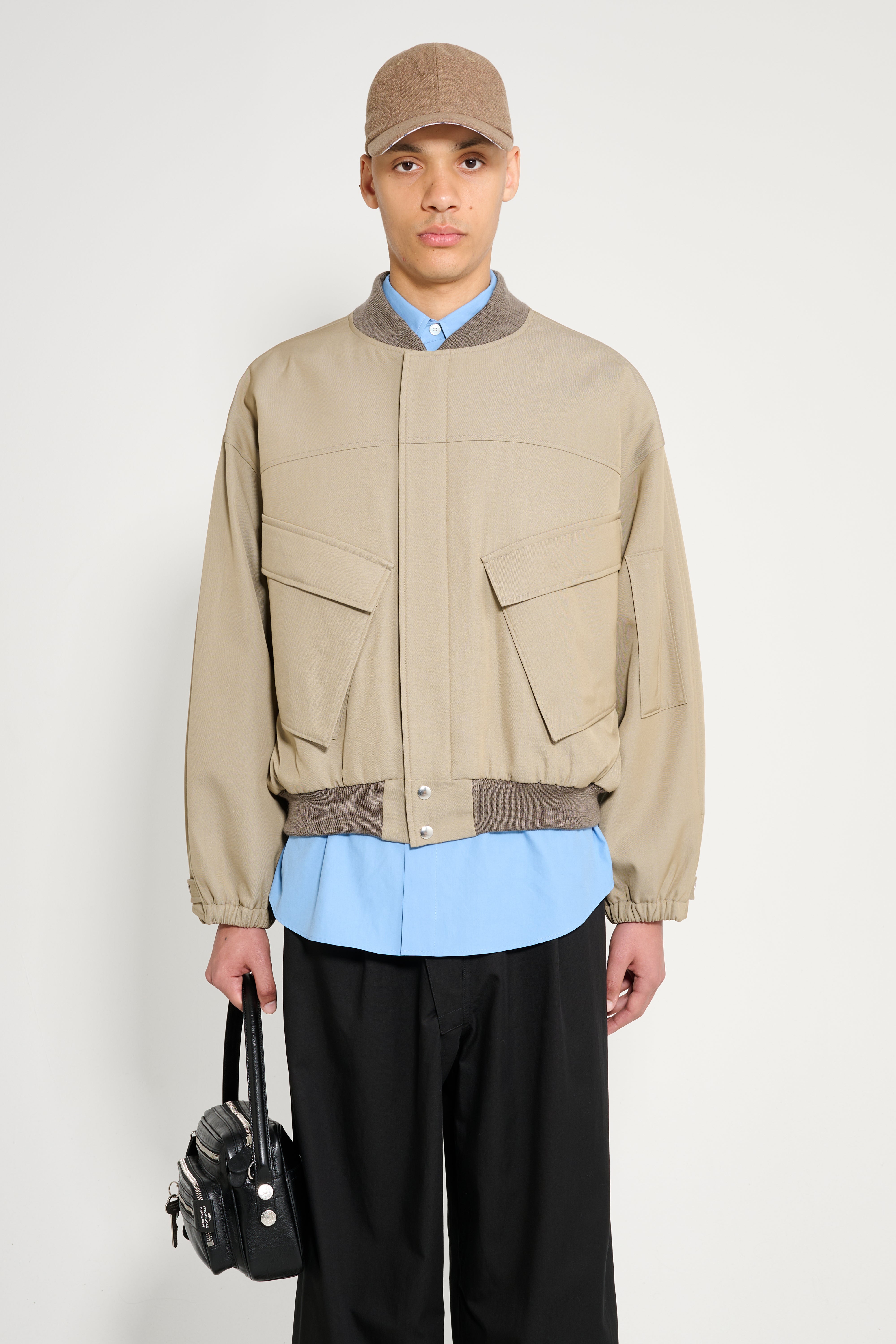 Auralee Light Wool Max Gabardine Chambray Padded Flight Blouson