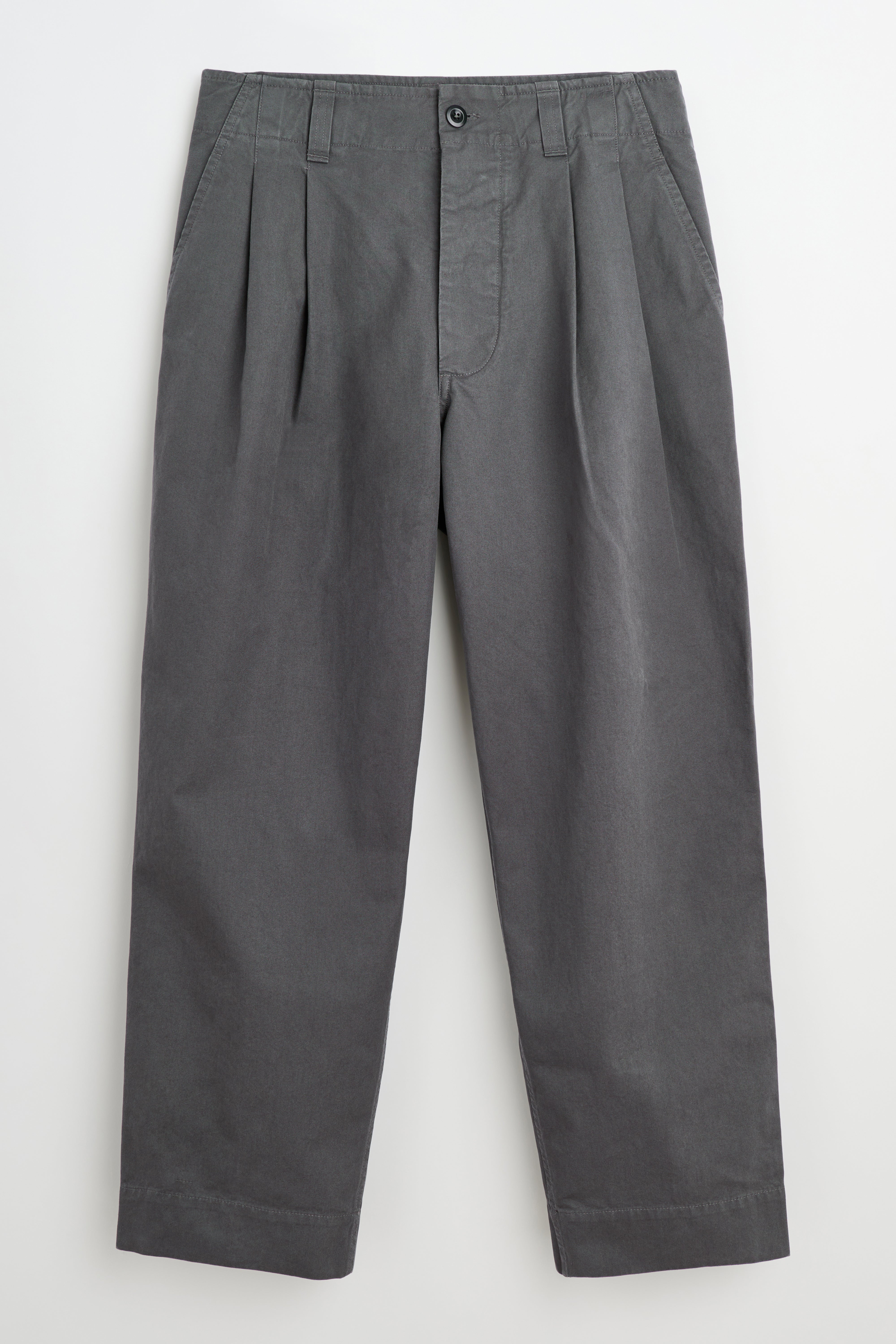 Margaret Howell MHL Stitch Pleat Trousers Compact Cotton Charcoal