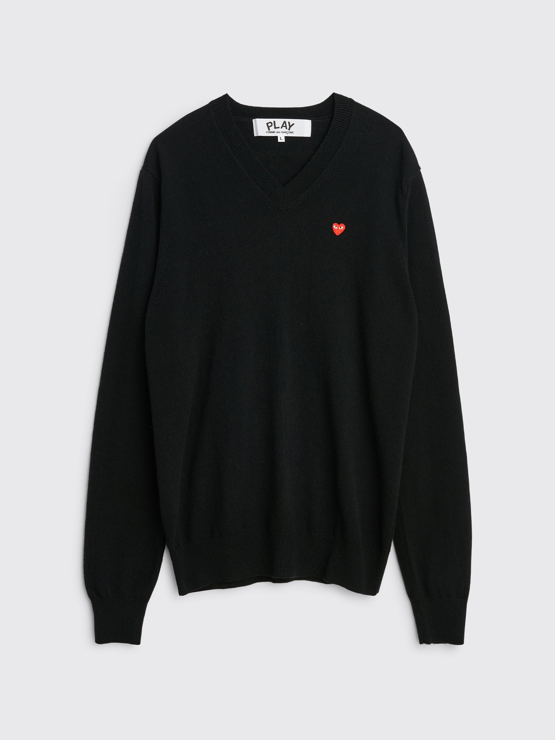Comme des Garçons Play Mini Heart V-Neck Knit Sweater Black – Très