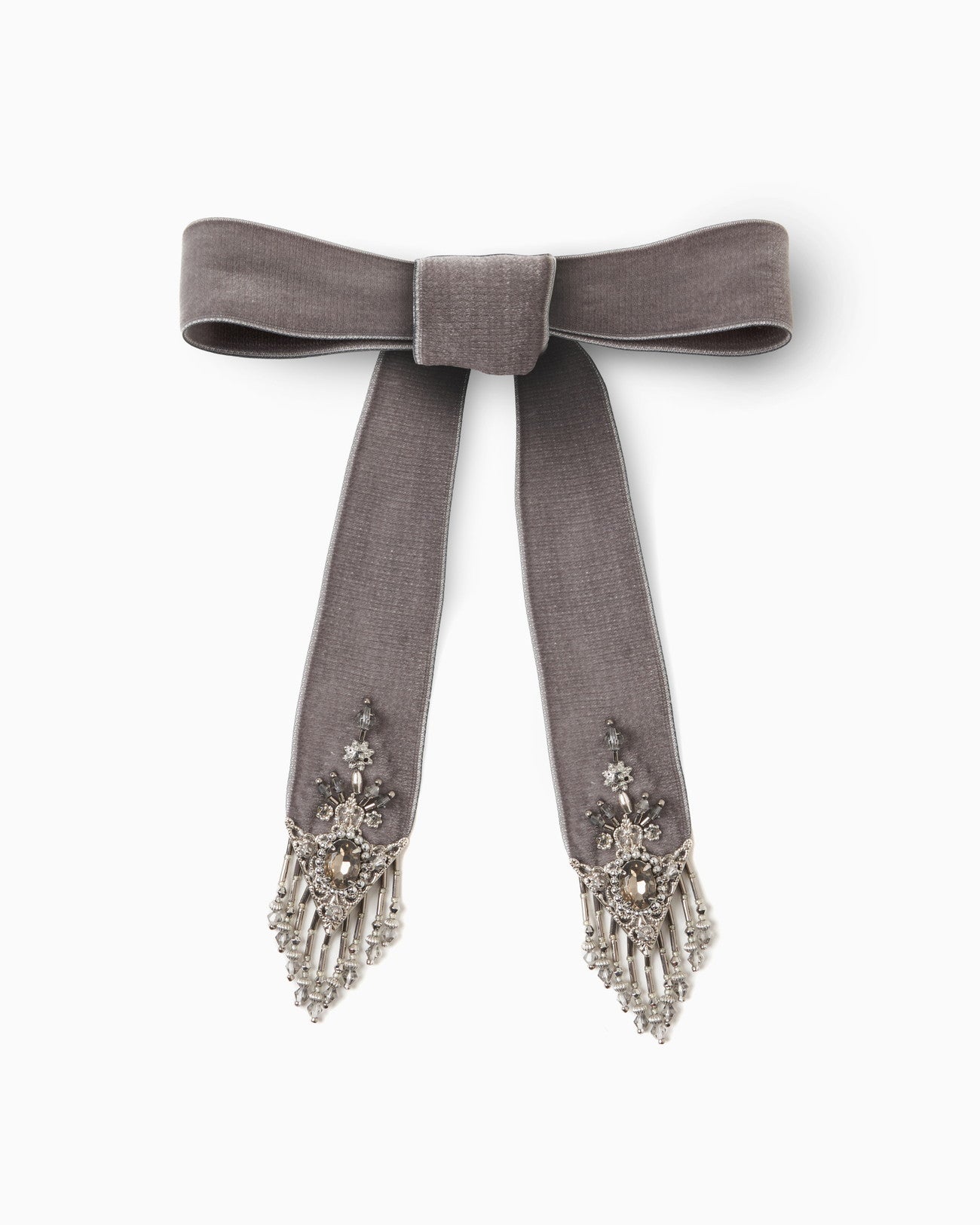 crystal silver tip velvet long ribbon Brown – tanakadaisuke