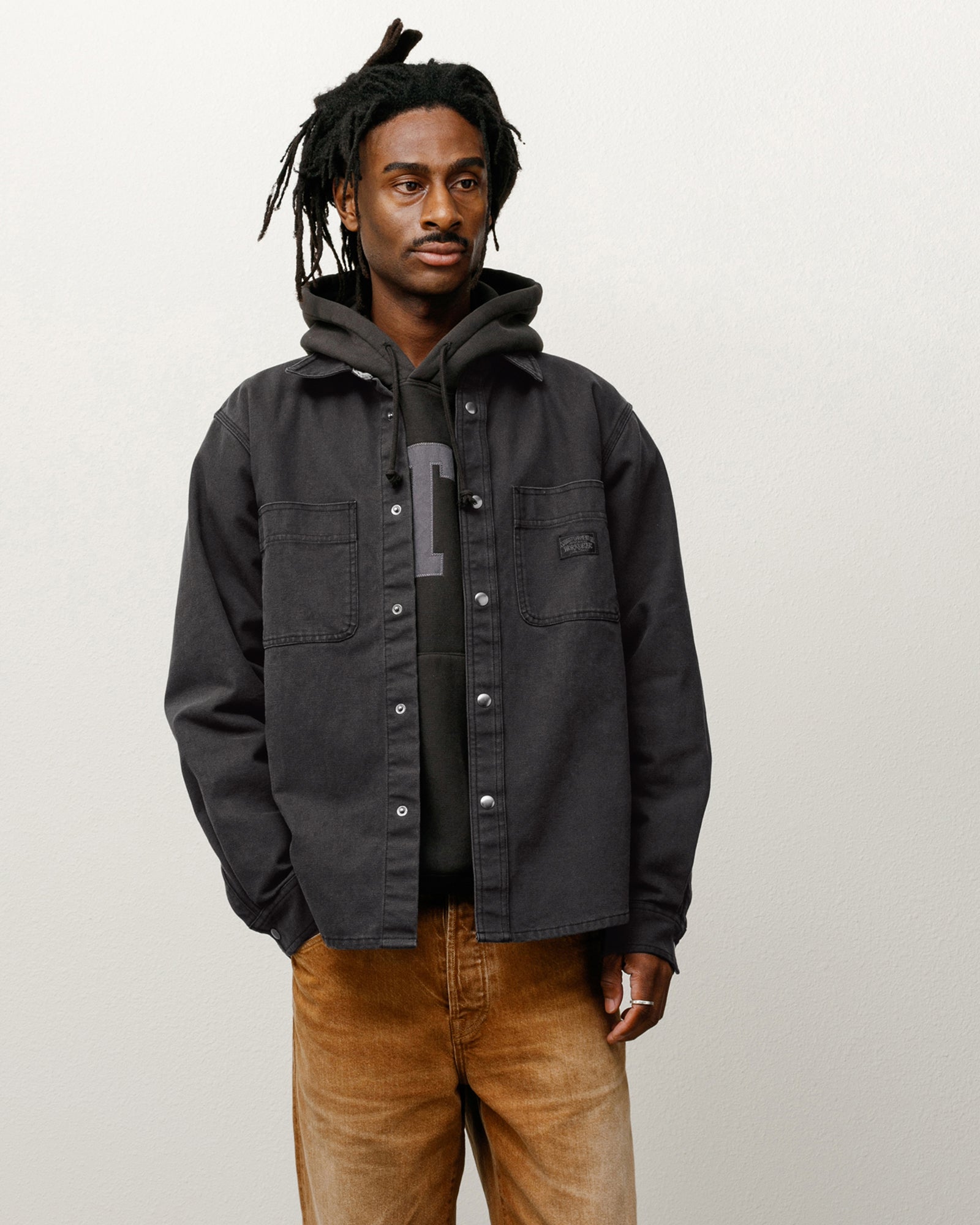 Heavy Washed Canvas Shirt – Black | Tops | Stüssy UK