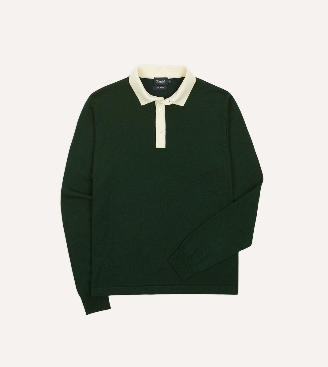 Green Merino Wool Knitted Rugby Shirt – Drakes US