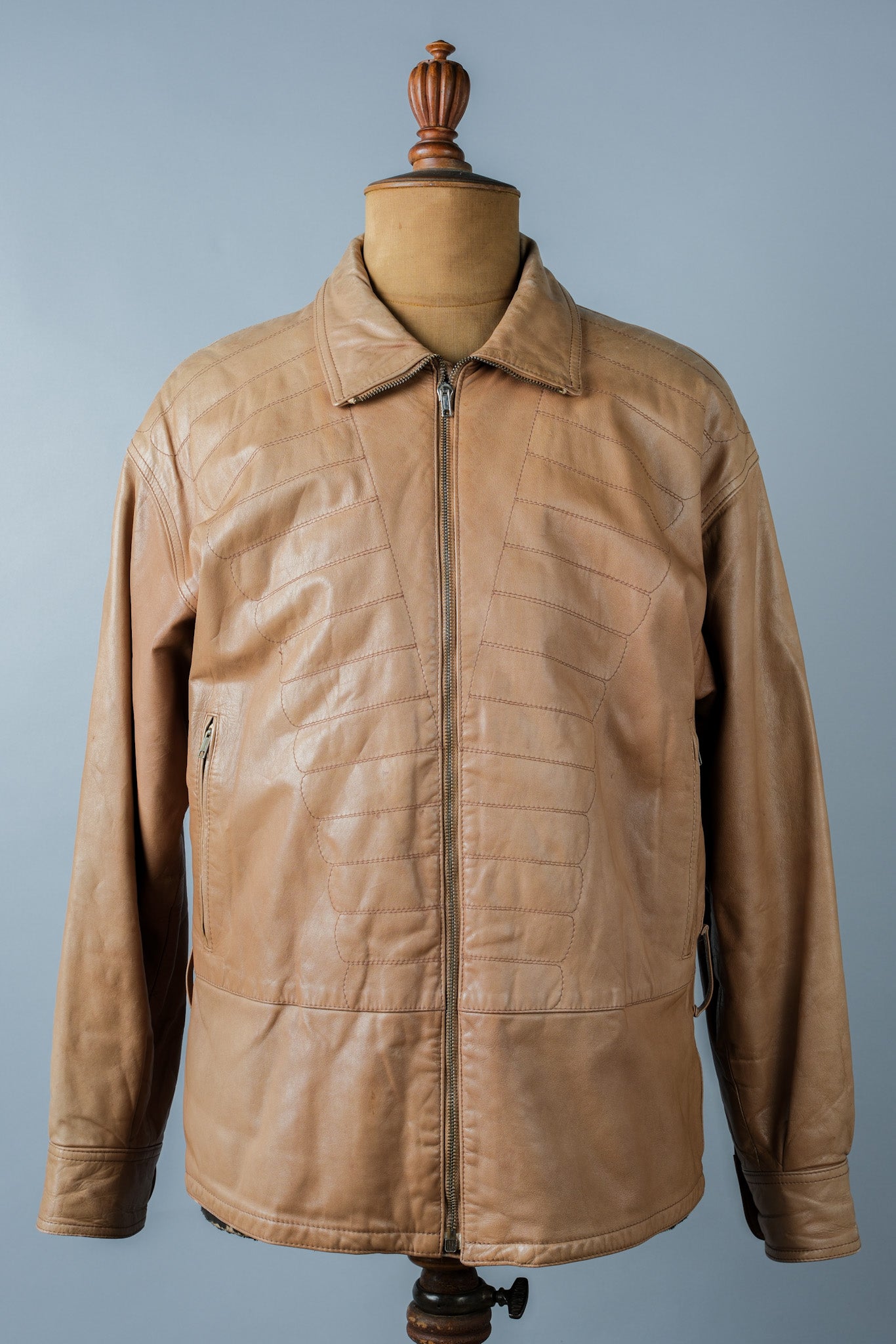 80's】Old GIORGIO ARMANI Zip Up Leather Jacket Size.46