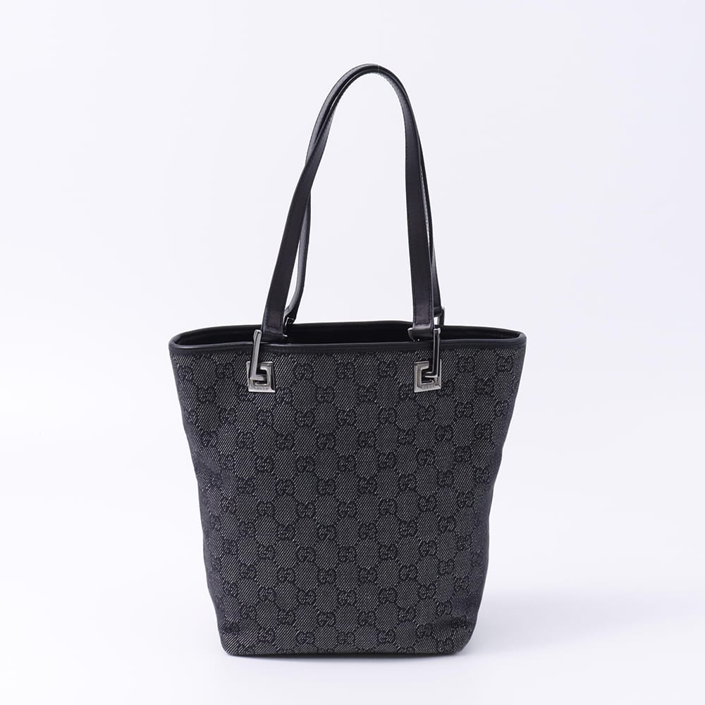 GUCCI GGキャンバス トートバッグ 黒/グレー 31244 Canvas Leather
