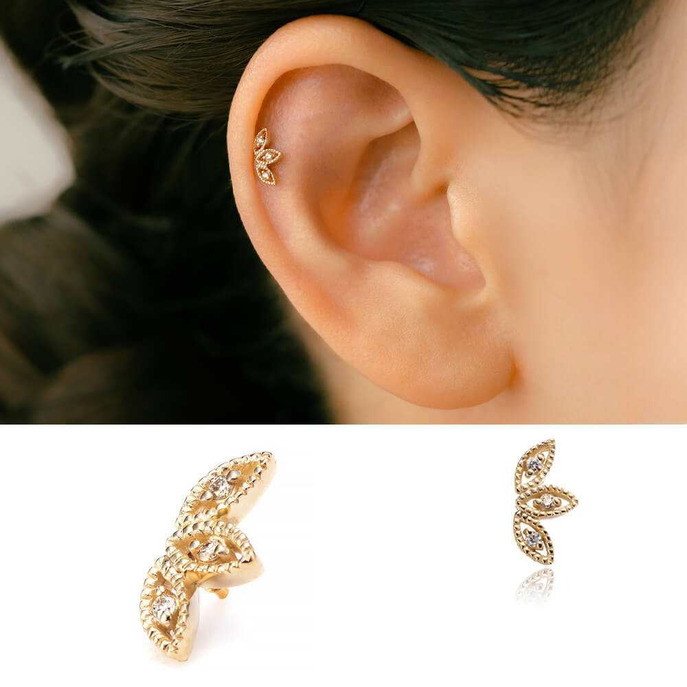 K10 ダイヤモンド │ リーフ（葉っぱ）モチーフ・ヘリックスにオススメ