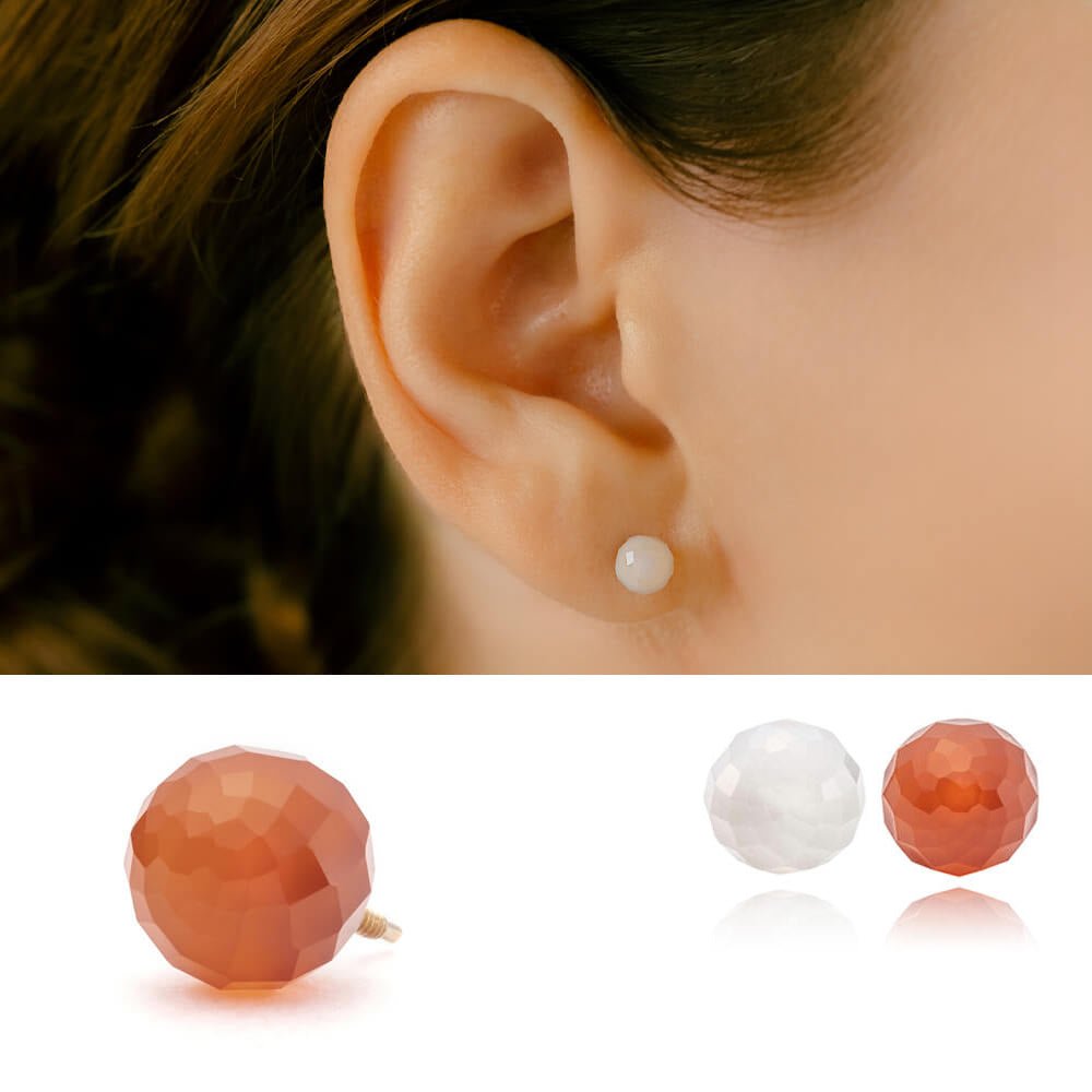 K18 ミラーカットボール 軟骨ピアス ボディピアス パーツ│16G/14G対応