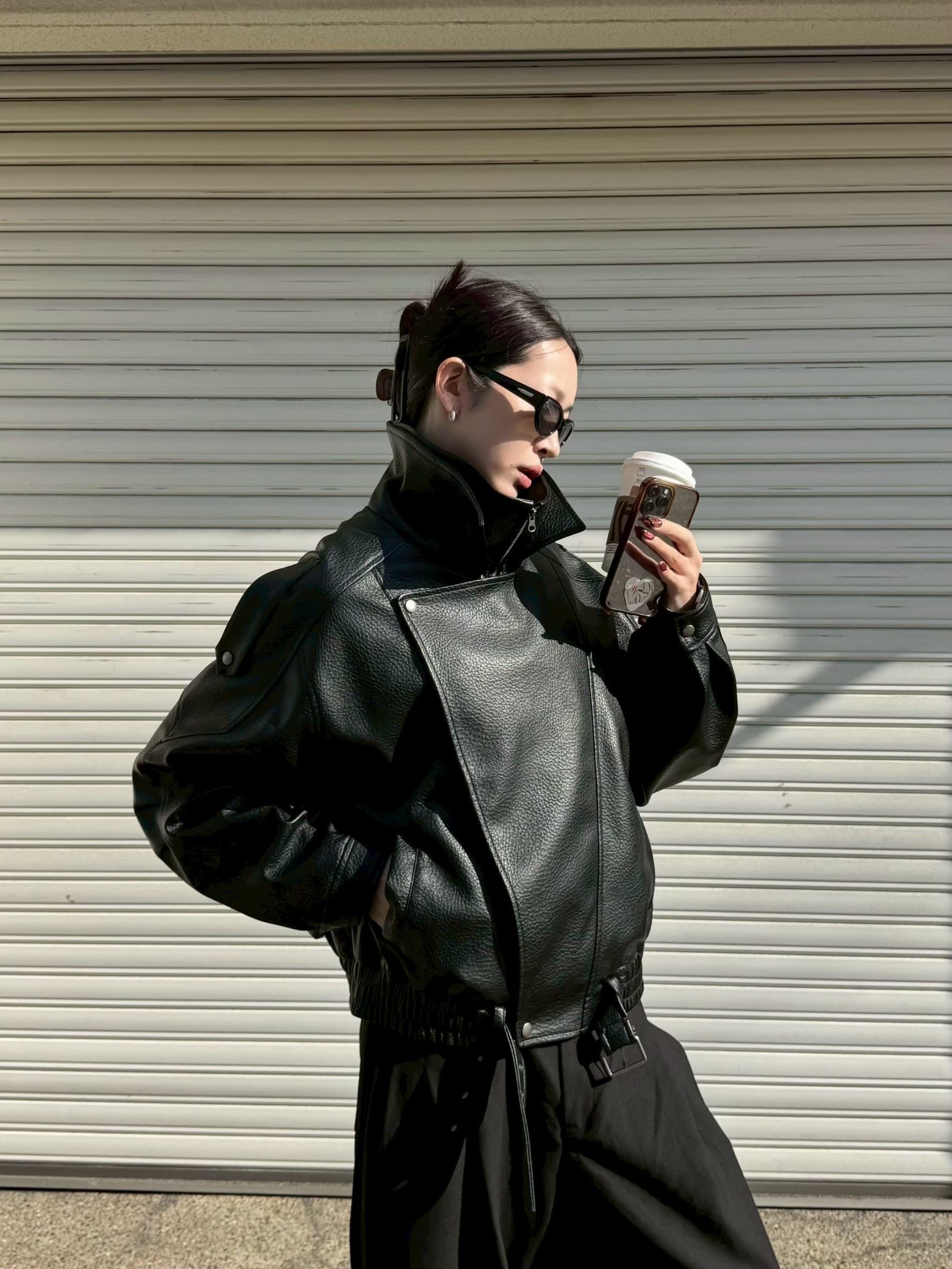 受注制【Chikashitsu +】high neck non-leather bomber jacket