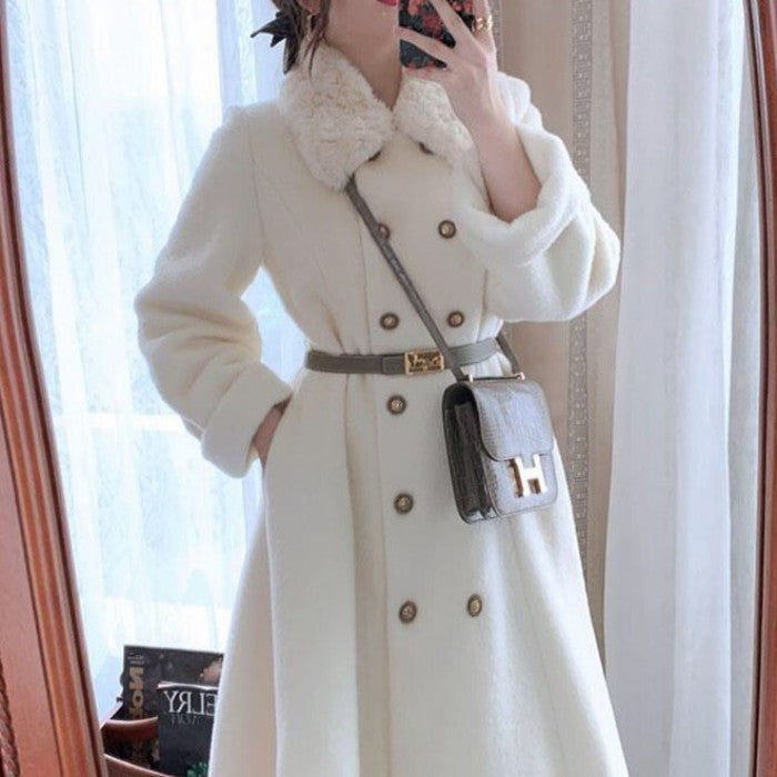 ベルト付ファーカラーダブルブレストコート – panchapancha