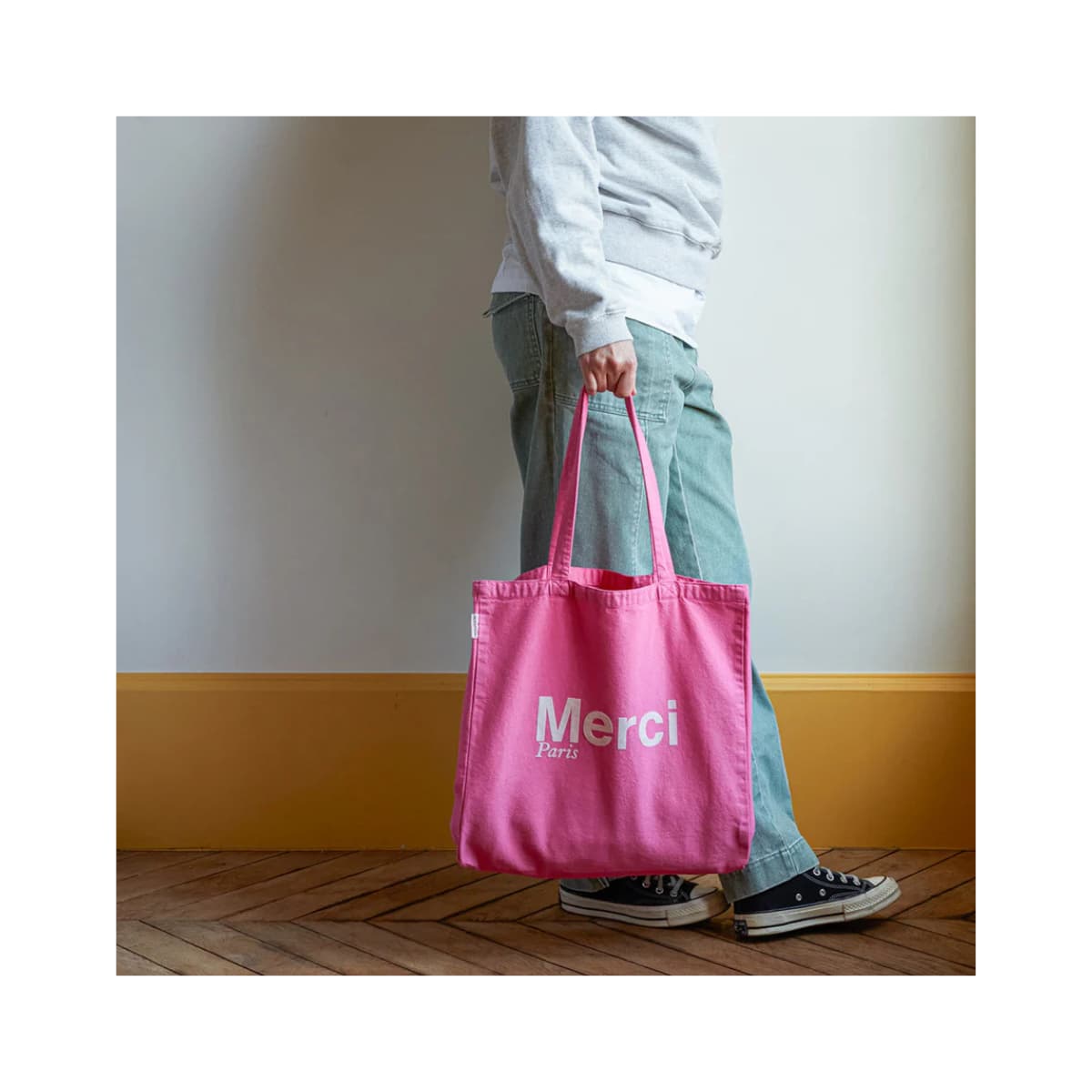 Merci | MERCI TOTE BAG / ROSE & ECRU – PARISWAVE.COM