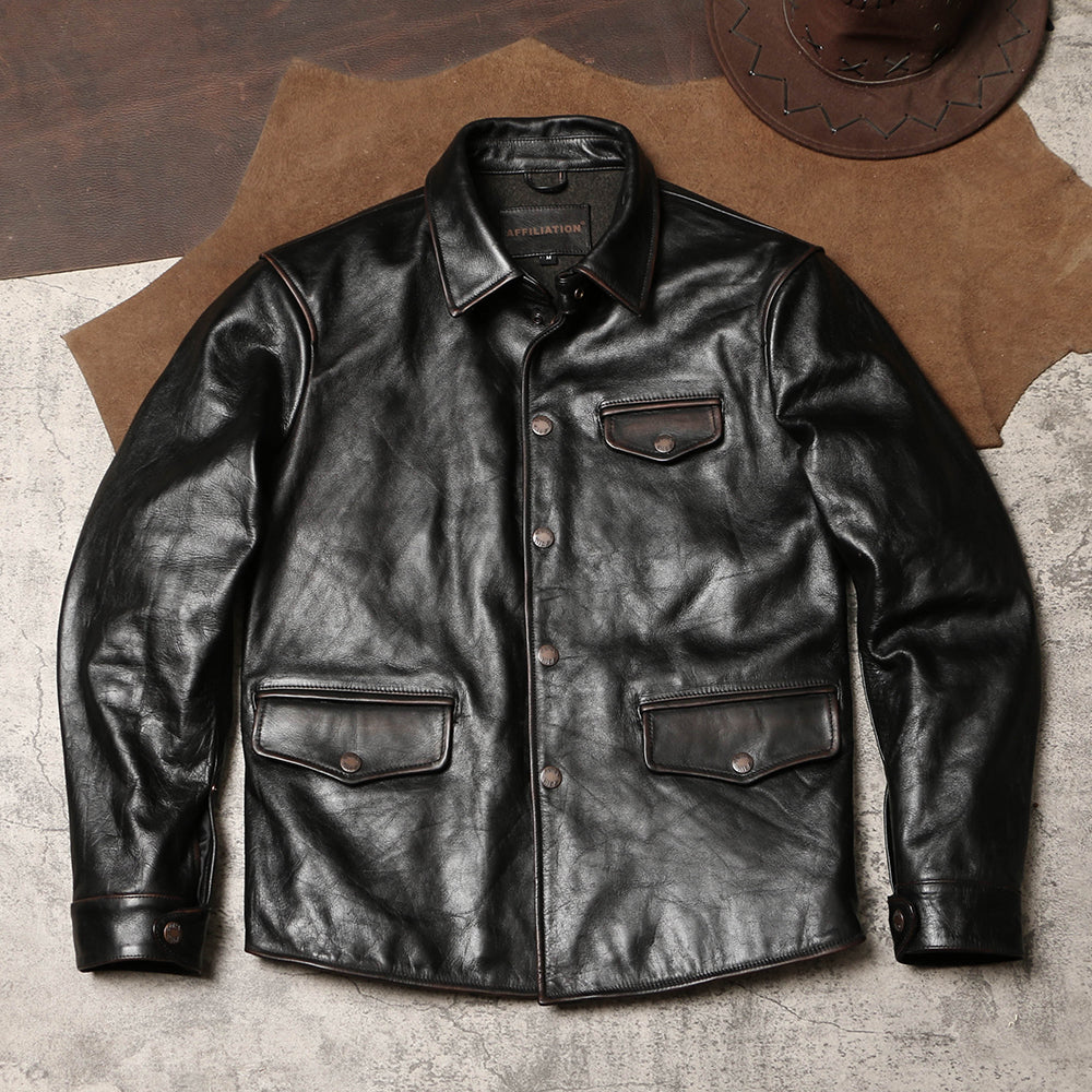 △ヴィンテージ復刻型 茶芯カウレザー カーコート▽S～4XL – quietman