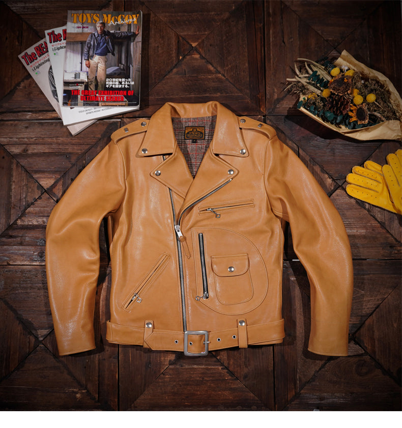 ◇ヴィンテージ復刻 J-24型水染ディアスキンレザー ダブルライダース