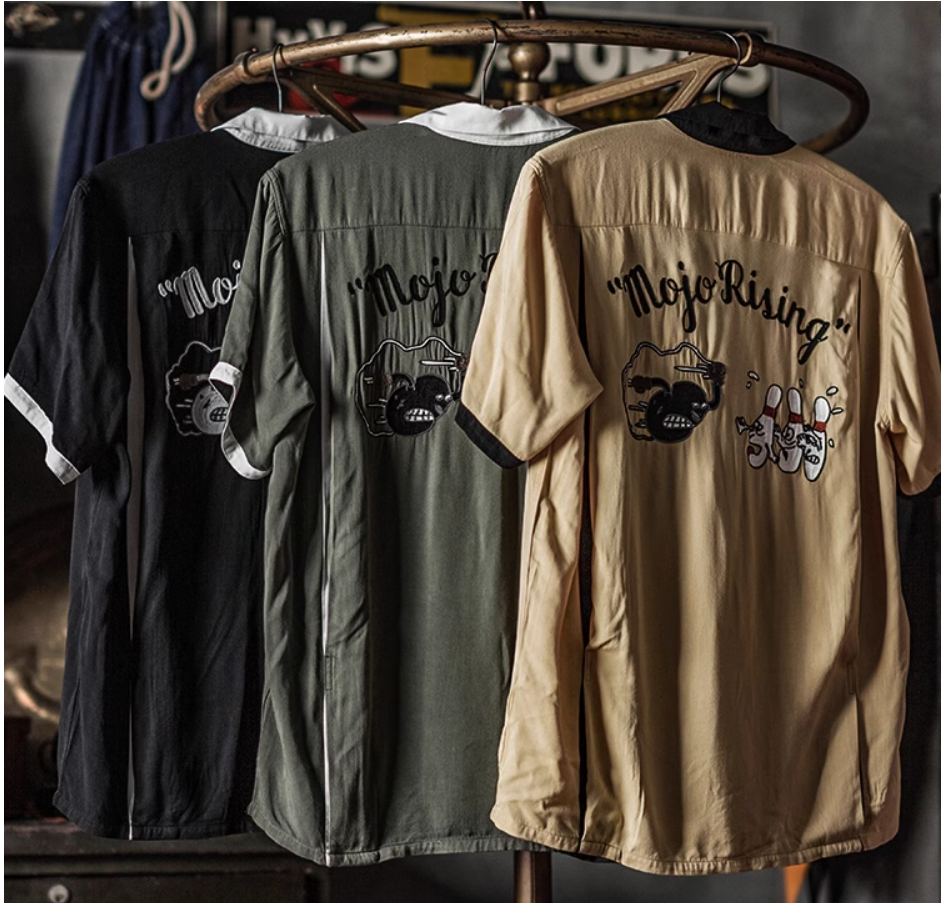 ◇チェーンステッチ 刺繍メンズ ボーリング シャツ◇S～2XL – quietman