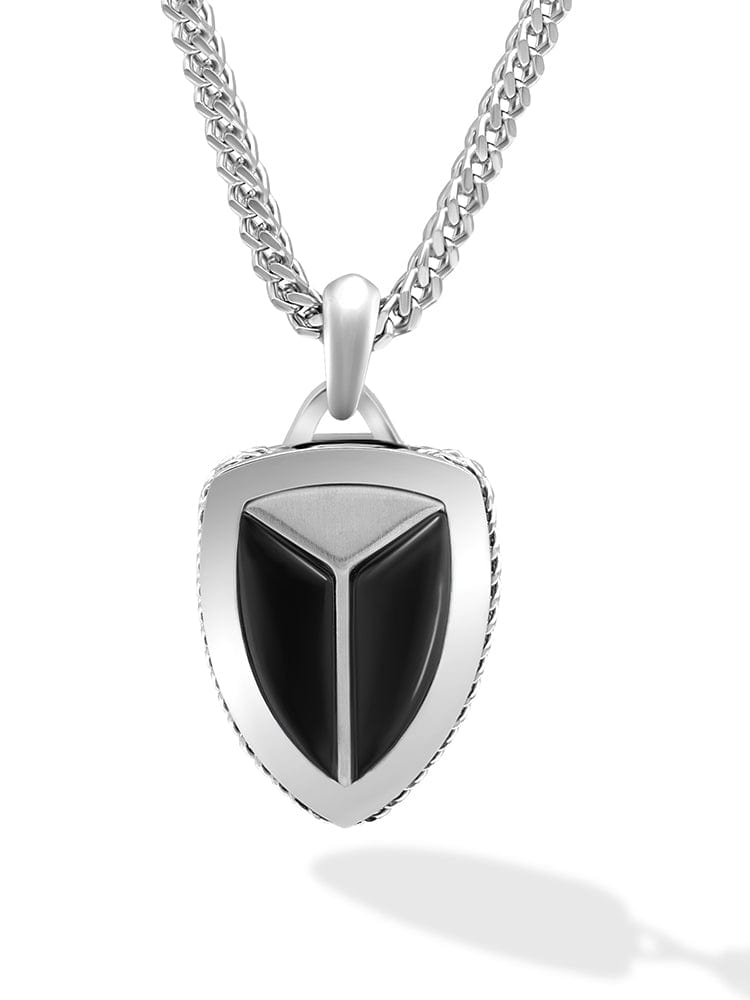 Black Onyx Shield Pendant Necklace for Men | RTZN Jewelry