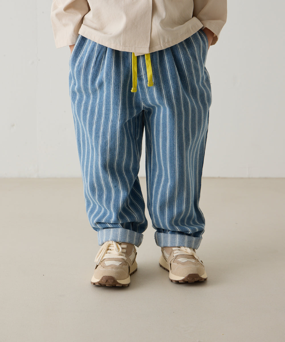 ウエスト切り替えストライプデニムパンツ