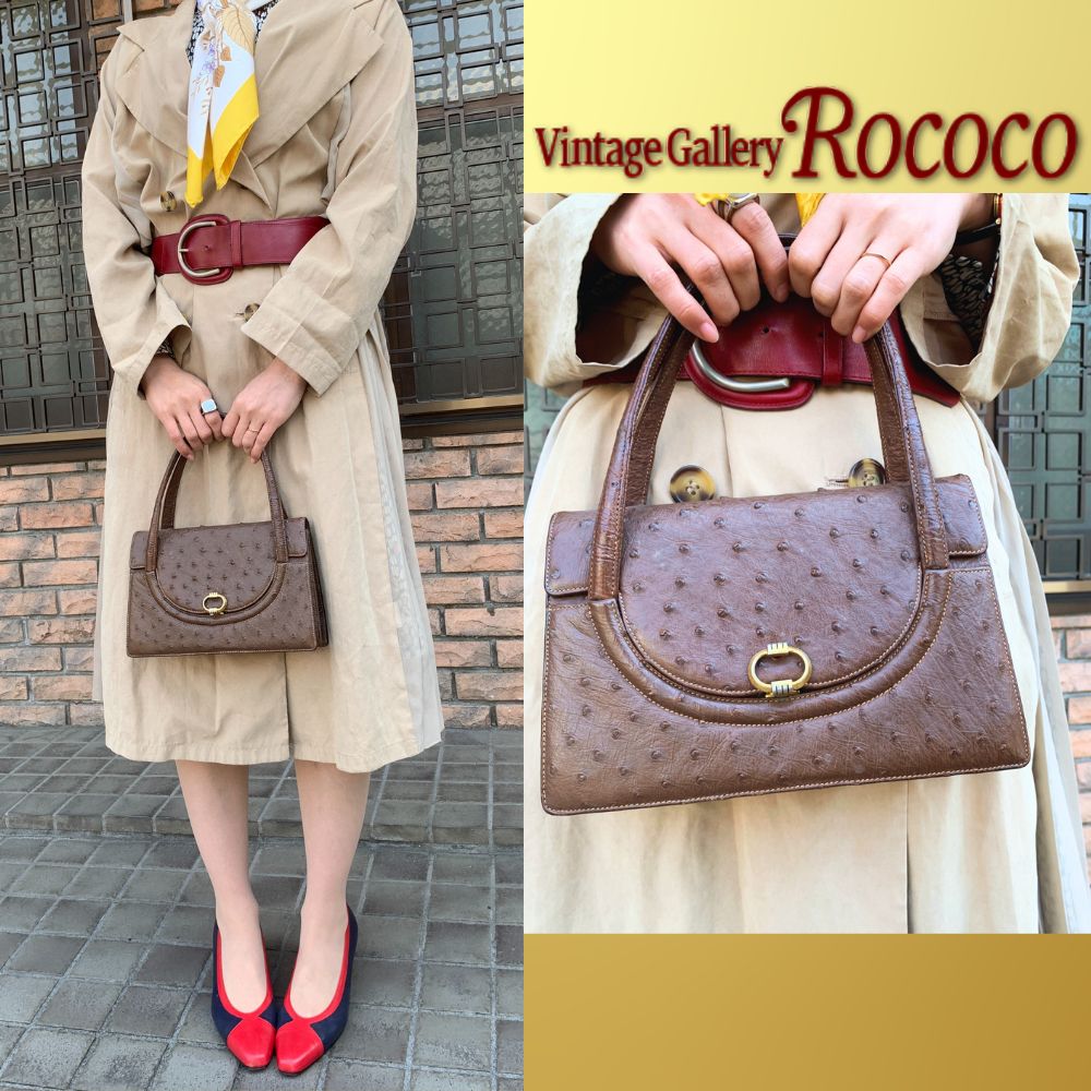 OLD Gucci 60s!オーストリッチ ミニハンドバッグ（茶） – Vintage Shop