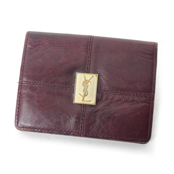 YVES SAINT LAURENT ロゴ コインカードケース（ボルドー） – Vintage