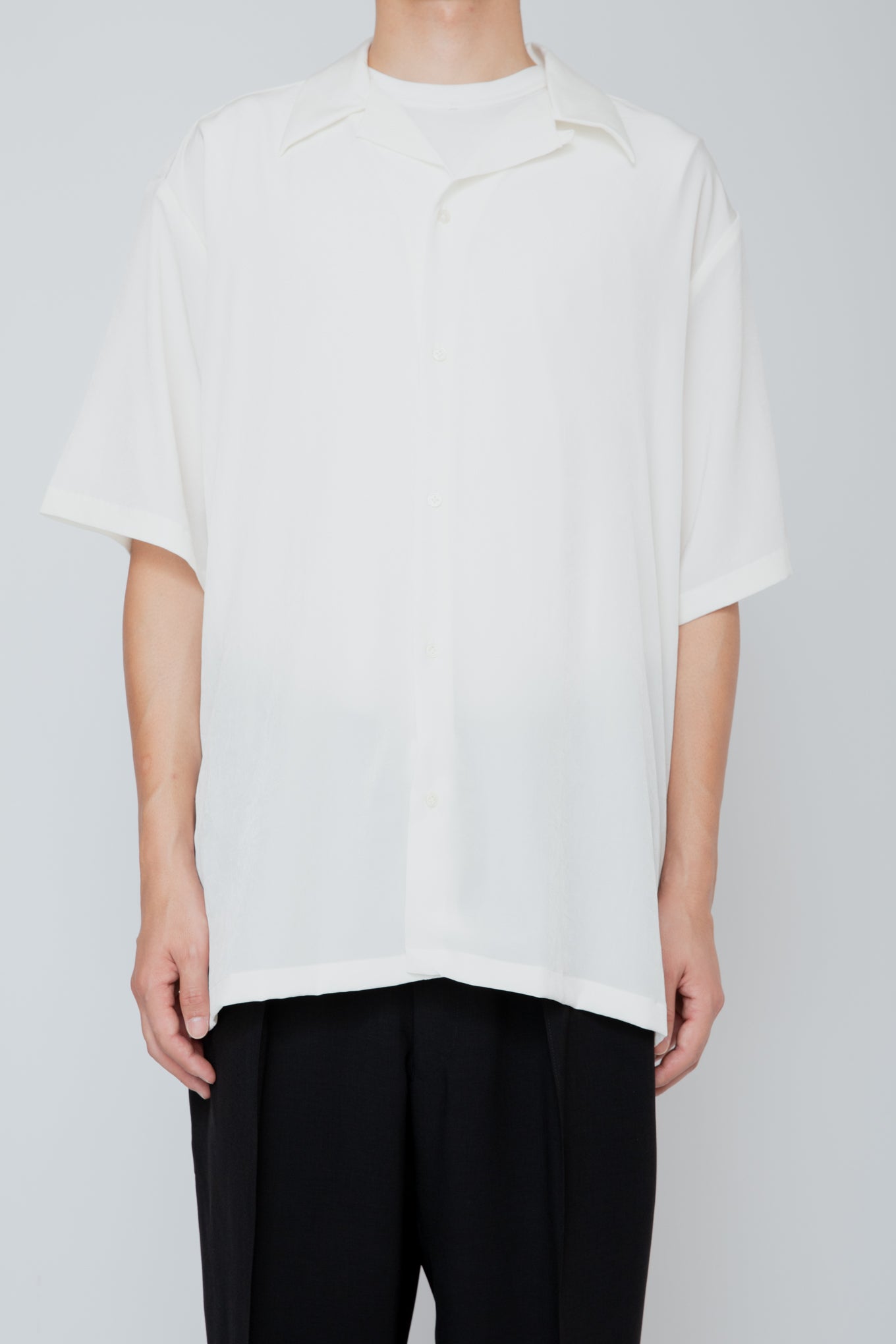 OPEN COLLAR S/S SHIRT / WHITE – RAINMAKER KYOTO