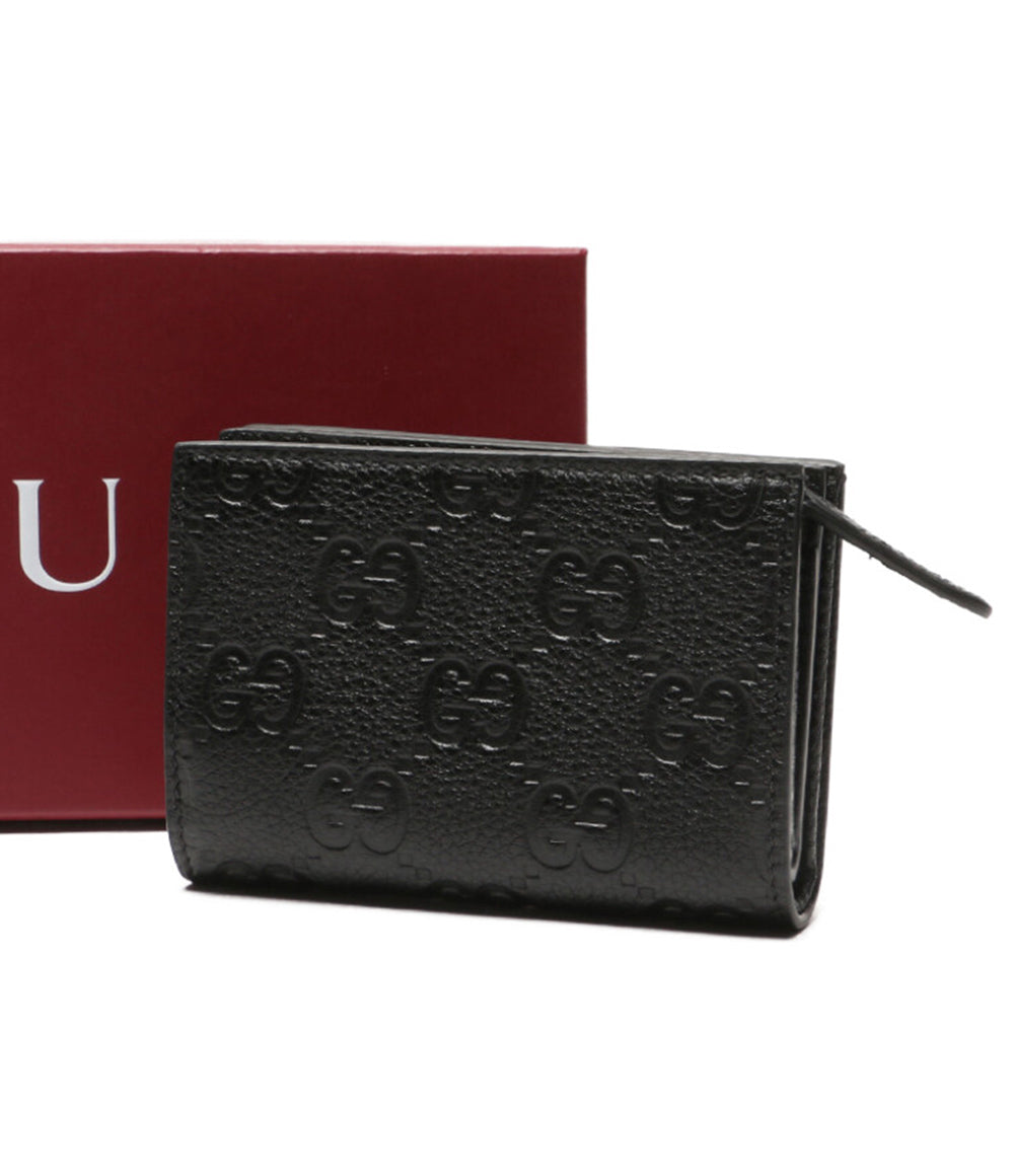 美品 GUCCI 二つ折り財布 GGエンブレム ブラック メンズ グッチ