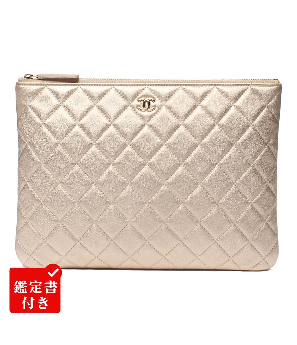 美品 CHANEL クラッチバッグ マトラッセ ラムスキン ゴールド金具